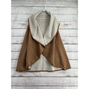 Look Shawl Vest Women's‎ One Size Tan\Brown with White Stripes